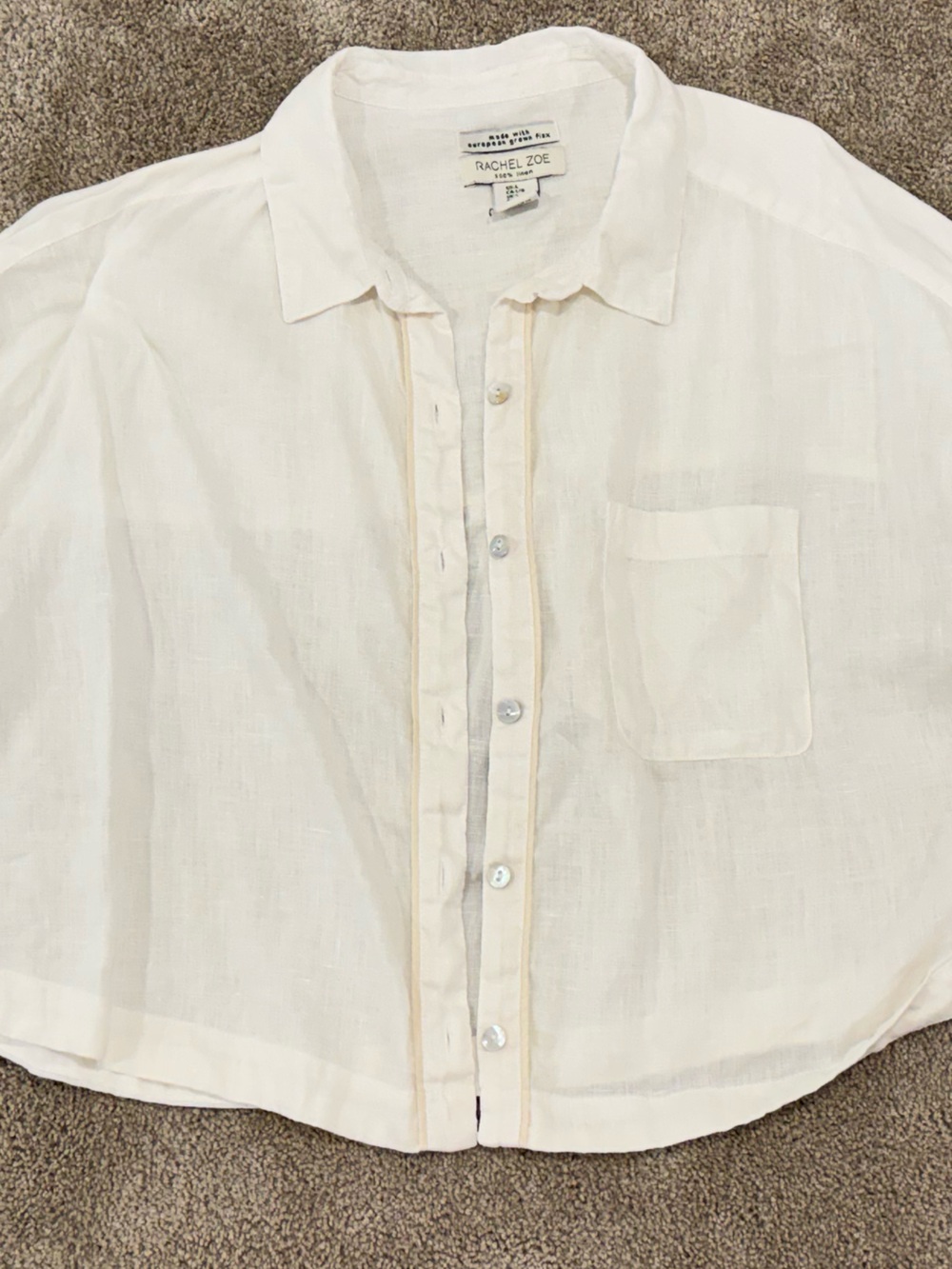 100% Linen Button Front Shirt European Flax with mother of pearl buttons